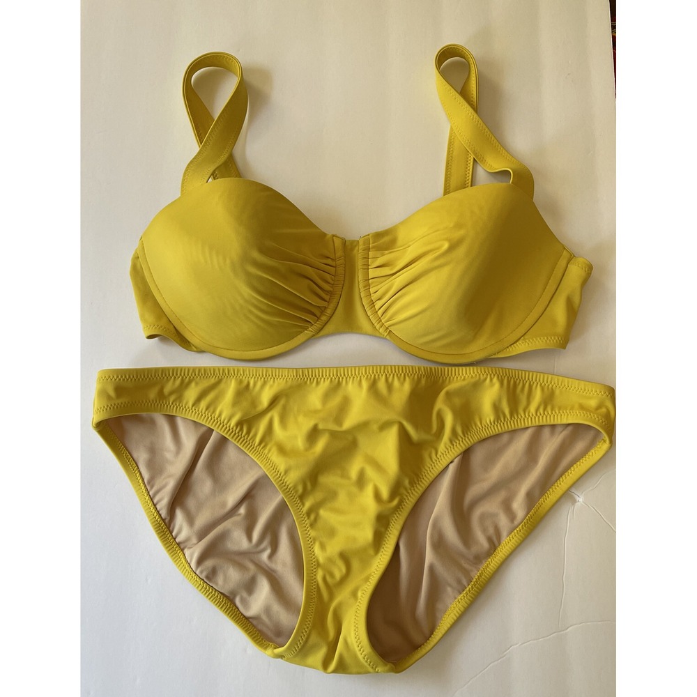 Lands‎ End Size L Canvas 1963 Yellow Bikini Set Padded Bra